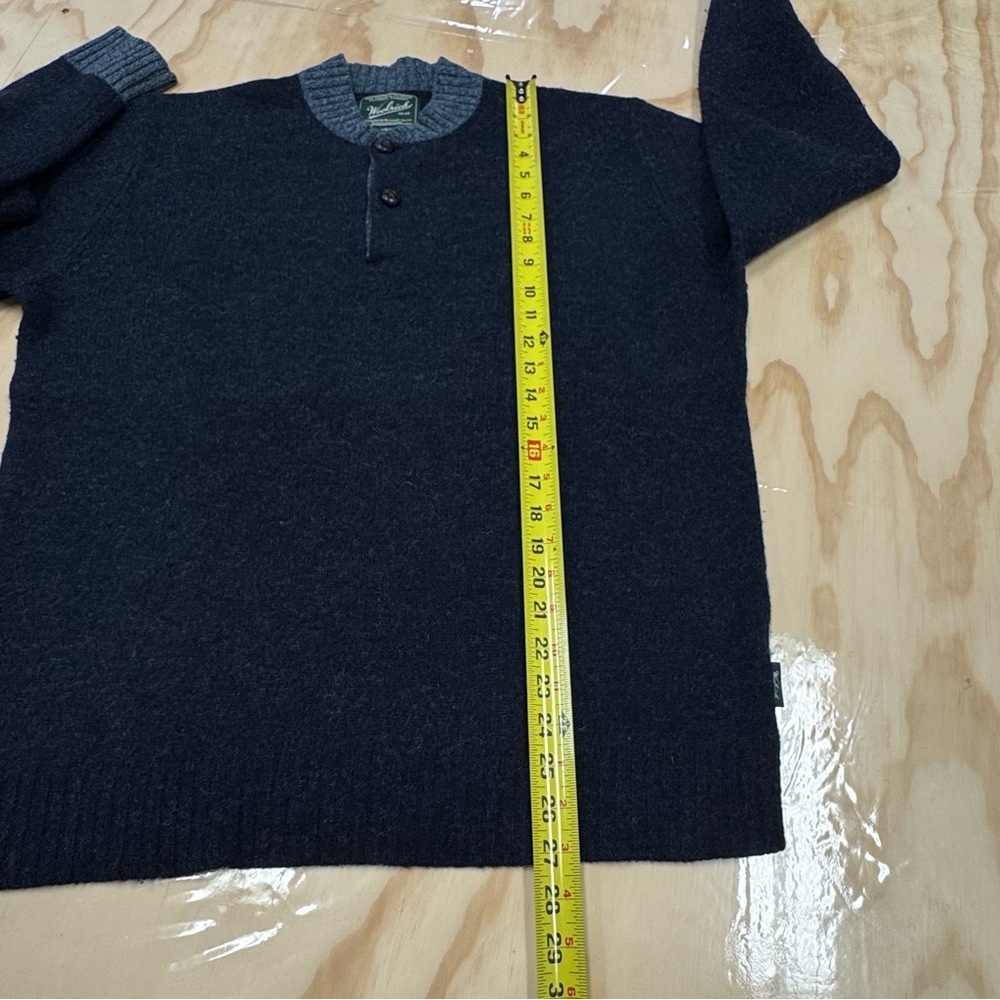NWOT Woolrich Men's 100% Wool 1/4 Button Dark Blue Crew Neck Mohair Sweater Lg - Picture 8 of 11